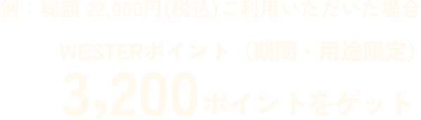 例：総額 22,000円（税込）ご利用いただいた場合 WESTERポイント（期間・用途限定）3,200ポイントをゲット