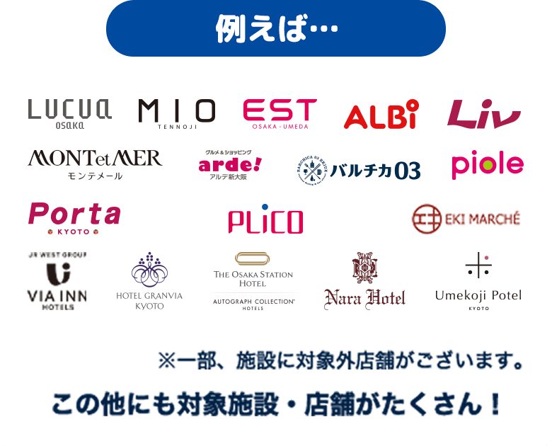 例えば… この他にも対象施設・店舗がたくさん！