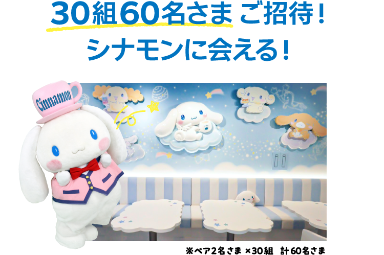 30組60名さま ご招待！シナモンに会える！