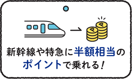 新幹線や特急に半額相当のポイントで乗れる！