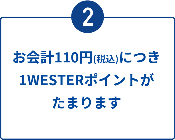 2：お会計110円(税込)につき1WESTERポイントがたまります