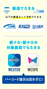 鉄道でたまる 駅ナカ・駅チカの対象施設でもたまる